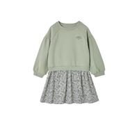 VERTBAUDET Robe Bi Matière Fille Manches Longues Fleurs Brodé Vert Sauge 6A