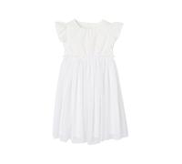 VERTBAUDET Robe cérémonie bi-matière en Broderie Anglaise et Tulle Fille Blanc 7A