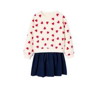 VERTBAUDET Robe Fille 2 en 1 Molleton et Gaze de Coton Coeurs