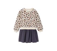 VERTBAUDET Robe Fille 2 en 1 Molleton et Gaze de Coton Coeurs Anthracite 10A
