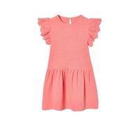VERTBAUDET Robe Fille Gaze de Coton Manches Courtes brodées Corail 10A