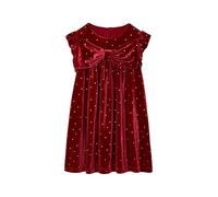 Robe fille noël à noeud velours lisse rouge 6A