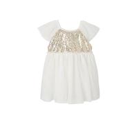 VERTBAUDET Robe Manches Courtes boutonnée Dos à Sequins Blanc 18M(81CM)