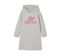 Robe à capuche en molleton fille détails fantaisie gris chiné 10A