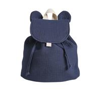 VERTBAUDET Sac à Dos en Gaze de Coton Animation Oreilles Ours bleu nuit TU