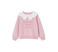 VERTBAUDET Sweat Fille col brodé Message Flock Velours Rose pâle 10A
