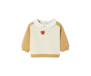 VERTBAUDET Sweat-Shirt bébé Fille col Claudine Ocre 3M(60CM)