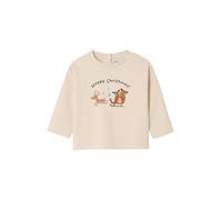 VERTBAUDET T-Shirt bébé Noël Motif traineau Manches Longues Vanille 12M(74CM)