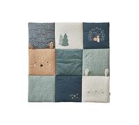 Tapis de sol / fond de parc patchwork coton et velours BROCÉLIANDE vert imprimé 75X100