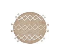 VERTBAUDET Tapis Rond berbère à Pompons Beige TU
