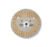 VERTBAUDET Tapis Rond Lavable Lion Coton Antidérapant Gris/Orange TU