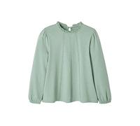 T-shirt blouse fille détails en macramé manches longues vert clair uni 10A