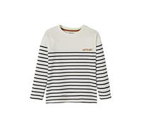 VERTBAUDET Tee-Shirt marinière garçon détail Flocage Velours Ivoire rayé 14A