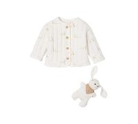 VERTBAUDET Veste bébé matelassée en Velours + Doudou Coffret Cadeau Naissance écru 3M(60CM)