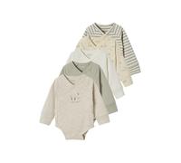 VERTBAUDETLot 5 bodies manches longues évolutifs ouverture naissance en coton biovert sauge3M(60CM)