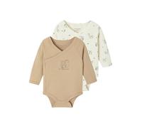 VERTBAUDETLot de 2 bodies bébé ouverture naissance manches longuesbeige3M(60CM)