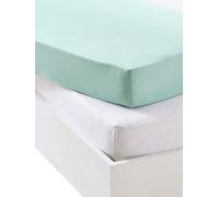 VERTBAUDETLot de 2 draps-Housses bébé en Jersey extensiblebleu Vert + blanc60X120