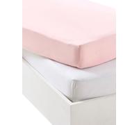 VERTBAUDETLot de 2 draps-Housses bébé en Jersey extensiblerose pâle + blanc60X120