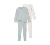 VERTBAUDETLot de 2 Pyjamas Fille Fleurs en Maille côteléebleu grisé8A