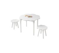 VERTBAUDETLot de 2 tabourets + table fleursblancTU