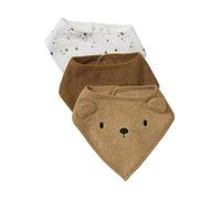 Lot de 3 bavoirs bandanas en éponge et gaze de coton caramel TU