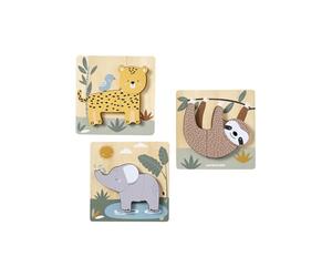 VERTBAUDETLot de 3 Puzzles Chunky en Bois FSC® - TanzaniejauneTU