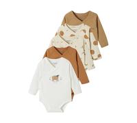 VERTBAUDETLot de 5 bodies ouverture naissance bébé en coton biologiquetaupe12M(74CM)