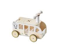 Porteur bus à doudous HANOÏ en bois FSC® blanc moyen uni avec decor TU