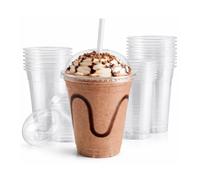 Vertduree Gobelets Transparent avec Couvercle Dôme - Lot de 10, 20, 50, 100, 200, 800 - Pour Milkshakes, Smoothies, Bubble Tea, Desserts - 355 ml, 473 ml, 592 ml (100, 355ML)