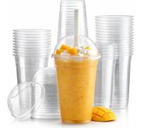 Vertduree Gobelets Transparent avec Couvercle Dôme - Lot de 10, 20, 50, 100, 200, 800 - Pour Milkshakes, Smoothies, Bubble Tea, Desserts - 355 ml, 473 ml, 592 ml (20, 473ML)