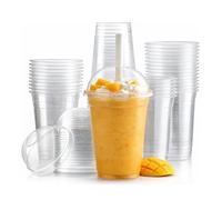Vertduree Gobelets Transparent avec Couvercle Dôme - Lot de 10, 20, 50, 100, 200, 800 - Pour Milkshakes, Smoothies, Bubble Tea, Desserts - 355 ml, 473 ml, 592 ml (10, 473ML)