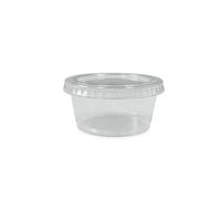 Vertduree Pots à Sauce Ronds Transparent en PET + Couvercles - 28 ml / 60 ml / 96 ml / 118 ml / 150 ml - Pour Emporter, Snack, Restauration - Lot de 125/250 / 500/1000 (250, Transparent, 96 ml)