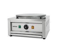 VERTES Crepiere Electrique avec une Plaque de cuisson de 40 cm (3000W, Acier Inox, Revêtement Anti-Adhésif, Température Réglable en Continu de 50 à 300 °C, Spatule en Bois, Crépière Professionnel)