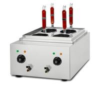 VERTES Cuiseur à pâtes Professionnel en acier inox, électrique, 2x 1700 watts, 2 cuves de cuisson séparées de 6 litres chacune, 4 paniers à pâtes, 2x robinets de vidange, 2x réglages de la température