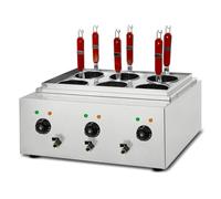 VERTES Cuiseur de pâtes Gastro Cuiseur de pâtes en acier inoxydable, Electrique, 3x 1700 Watt, 3 cuves de cuisson séparées de 6 litres chacune, 6 paniers à pâtes
