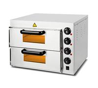 VERTES Four à Pizza électrique, Deux Etages, 3000W, Pierre réfractaire four, Chaleur de voûte et de Sole réglable indépendamment jusqu'à 350°C, Fonction minuterie, four double cavité, Acier INOX