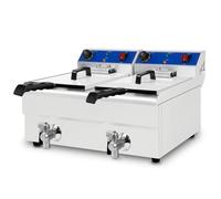 VERTES Friteuse Electrique Professionnelle 2x 10L, 2 x 3000W, 230V, Principe de la Zone Froide, Température 50-250°C, Panier à Friture, Fonction Reset, Acier Inoxydable, Fonctionnement à l'Huile