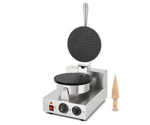 VERTES Gaufrier, Appareil à Cornets de Glace Professionnel, 24 Pièces/Heure, Cône de Moulage inc., Réglable 0-300°C, Minuterie, Anti-Adhérent, Cornetterie en Fonte Boîtier inox, Waffle Maker 1000 W