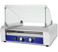 VERTES Machine à hot dog Gastro en acier inoxydable, électrique avec 2200W, machine à hot dog avec 11 rouleaux et 2 zones de chauffage