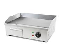 VERTES Plancha Professionnelle 3000W en Acier Inox (Surface de Gril Lisse 55x35cm, Thermostat, Température 50-300°C, Protection Contre les Éclaboussures et la Chaleur, Bac de Récupération)