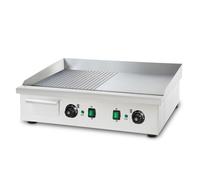 VERTES Plaque à griller Plaque de cuisson Plancha Gril électrique 4400W en acier inoxydable (Surface de gril lisse & Avec rainures 74x41cm, 2x Thermostat