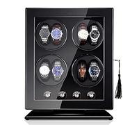 Vertical 8 Watch Winders with LED Backlight Watches Shaker with Quiet Motor Automatic Rotary Winding Mechanical Wooden Watch Box with 5 Modes Leather 02 (Leather 02)