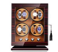 Vertical 8 Watch Winders with LED Backlight Watches Shaker with Quiet Motor Automatic Rotary Winding Mechanical Wooden Watch Box with 5 Modes Leather 02 (Velvet 01)
