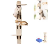 Vertical Cat Door Hanger, Over Door Hanging Cat Tree Mounted Climber, Back of Doors Hang Cats Shelf Perch, Multi Level Space Cats Climbing Shelves Bed Ladder 4-Levels for Pet Jumping Under 40lbs