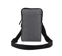 Vertical Ceinture Etui pour Téléphone, Bandoulière Réglable Sacoche Ceinture Homme, 6.9Pouce Randonnée Sac Homme Pochette Porte-Monnaie Messenger Sacoche Sac à Main avec Boucle Ceinture, Gris