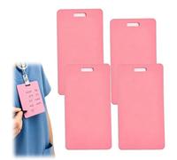 Vertical Erasable Badge Note,Reusable Silicone Badge Notepad,Lightweight Dual-Sided Writable Mini Sticky Notes,Ballpoint Pen Write & Alcohol Wipeable,Portable BadgesPocket Notebook (4*Pink)