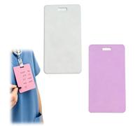 Vertical Erasable Badge Note,Reusable Silicone Badge Notepad,Lightweight Dual-Sided Writable Mini Sticky Notes,Ballpoint Pen Write & Alcohol Wipeable,Portable BadgesPocket Notebook (White+Purple)