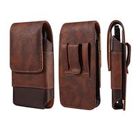 Vertical Etui de Ceinture Cuir pour Telephone Portable, Pochette Téléphone Holster Cuir, Sacoche Ceinture Homme Taille Sac Banane Sport Portefeuille Porte-Cartes en Clip Coque avec Boucle de Ceinture