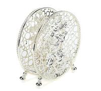 Vertical Iron Paper Towel Holder - Round Hollow Metal Napkin Stand for Restaurants - Electroplated Tabletop Dispenser Boîte de mouchoirs(Silver)