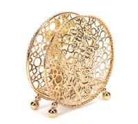 Vertical Iron Paper Towel Holder - Round Hollow Metal Napkin Stand for Restaurants - Electroplated Tabletop Dispenser Boîte de mouchoirs(Golden)